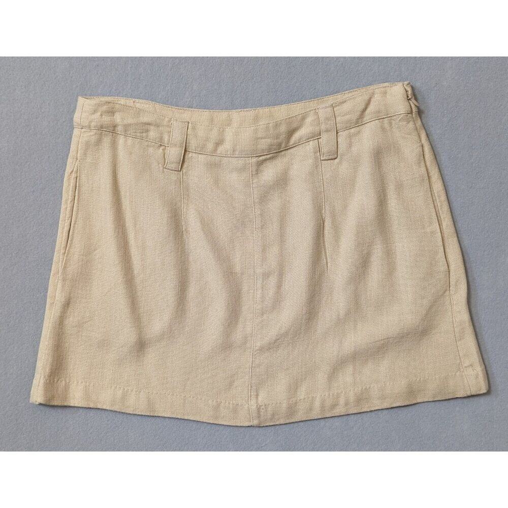 NWT Free People Can't Blame Me Linen Mini Skirt Sand Size 10